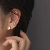 925 Silver Square Zircon Pearl Earrings Bohemian Piercing Jewelry