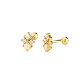 925 Silver Square Zircon Pearl Earrings Bohemian Piercing Jewelry