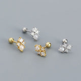 925 Silver Square Zircon Pearl Earrings Bohemian Piercing Jewelry