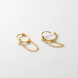 Sterling Silver Zircon Link Chain Boho Earrings for Women