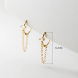 Sterling Silver Zircon Link Chain Boho Earrings for Women