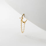 Sterling Silver Zircon Link Chain Boho Earrings for Women