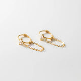 Sterling Silver Zircon Link Chain Boho Earrings for Women