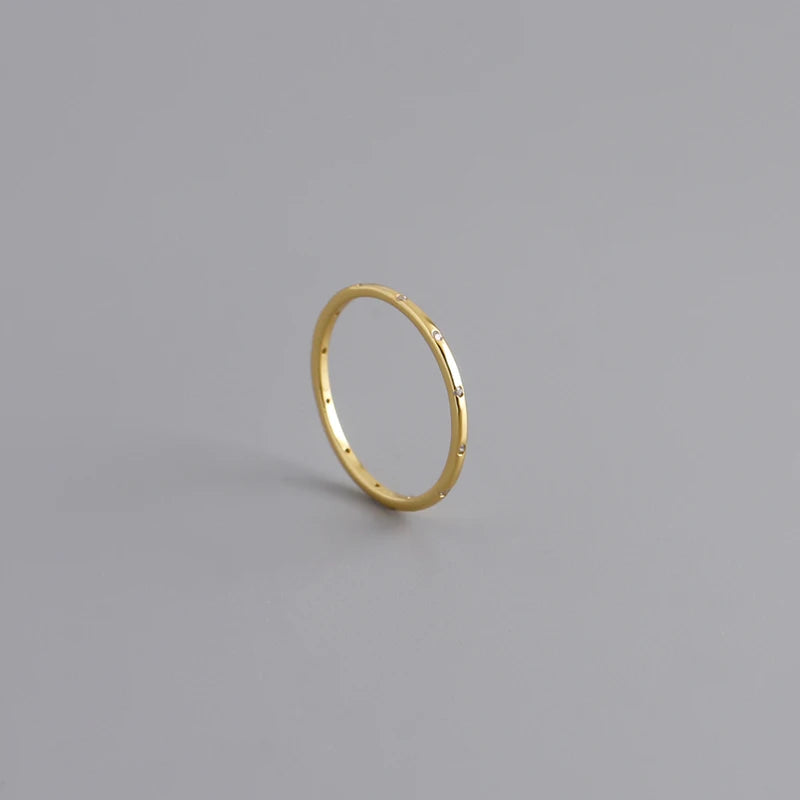 925 Silver Round Zircon Finger Ring for Women Men Couple
