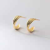 925 Silver Cross Line French Stud Earrings Women Charm Party Jewelry