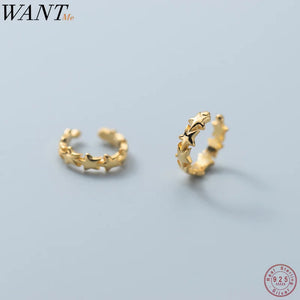 925 Silver Star No Piercing Ear Clip Earring for Women
