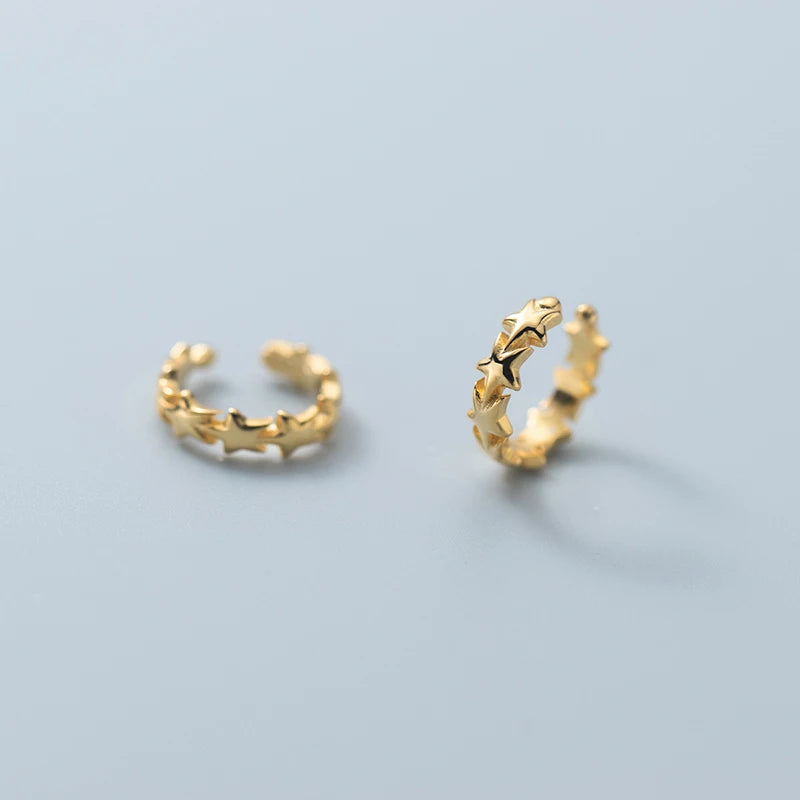 925 Silver Star No Piercing Ear Clip Earring for Women
