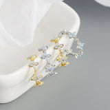 925 Silver Sweet Clover Charm Stud Earrings Romantic Floral Wedding Jewelry