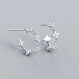 925 Silver Sweet Clover Charm Stud Earrings Romantic Floral Wedding Jewelry