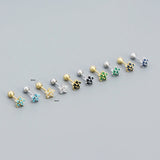 925 Silver Zircon Flower Ear Bone Stud Earrings