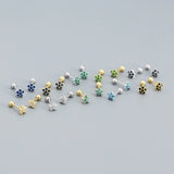 925 Silver Zircon Flower Ear Bone Stud Earrings