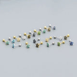 925 Silver Zircon Flower Ear Bone Stud Earrings