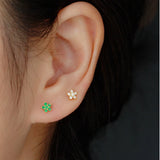 925 Silver Zircon Flower Ear Bone Stud Earrings