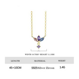 925 Silver Crown Flower Charm Necklace Colorful Zircon Wedding Jewelry