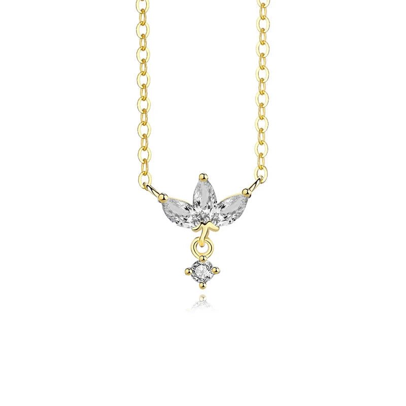 925 Silver Crown Flower Charm Necklace Colorful Zircon Wedding Jewelry