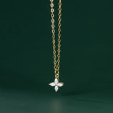 925 Silver Flower Pendant Necklace Zircon Wedding Jewelry