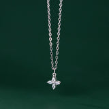 925 Silver Flower Pendant Necklace Zircon Wedding Jewelry