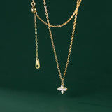 925 Silver Flower Pendant Necklace Zircon Wedding Jewelry