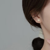 925 Silver Zircon Flower Spiral Stud Earrings