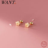 925 Silver Zircon Flower Spiral Stud Earrings