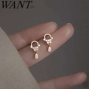 925 Silver Zircon Water Drop Earrings Wedding Jewelry