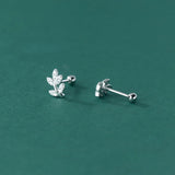 925 Silver Leaf Piercing Stud Earrings for Women