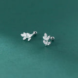 925 Silver Leaf Piercing Stud Earrings for Women