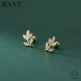 925 Silver Leaf Piercing Stud Earrings for Women