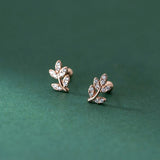 925 Silver Leaf Piercing Stud Earrings for Women