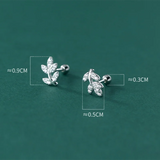 925 Silver Leaf Piercing Stud Earrings for Women
