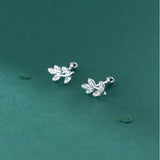 925 Silver Leaf Piercing Stud Earrings for Women