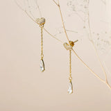 925 Silver Sweet Love Heart Tassel Zircon Earrings