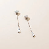 925 Silver Sweet Love Heart Tassel Zircon Earrings