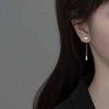 925 Silver Sweet Love Heart Tassel Zircon Earrings