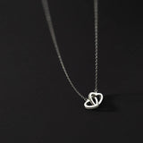 925 Silver Zircon Ring Clasp Heart Pendant Chain Necklace