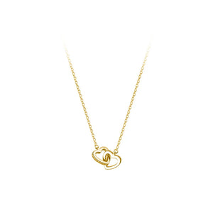 925 Silver Zircon Ring Clasp Heart Pendant Chain Necklace