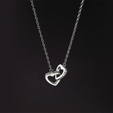 925 Silver Zircon Ring Clasp Heart Pendant Chain Necklace
