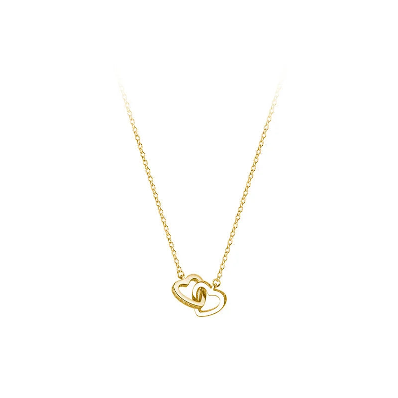 925 Silver Zircon Ring Clasp Heart Pendant Chain Necklace