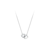 925 Silver Zircon Ring Clasp Heart Pendant Chain Necklace