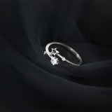 925 Silver Star Zircon Open Ring for Women Golden Plated Jewelry