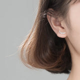 925 Silver Zircon Leaf Stud Earrings Women Wedding Party Jewelry