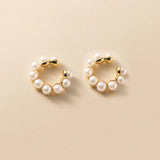 925 Silver Pearl Ear Cuff No Piercing Ear Clip Earrings