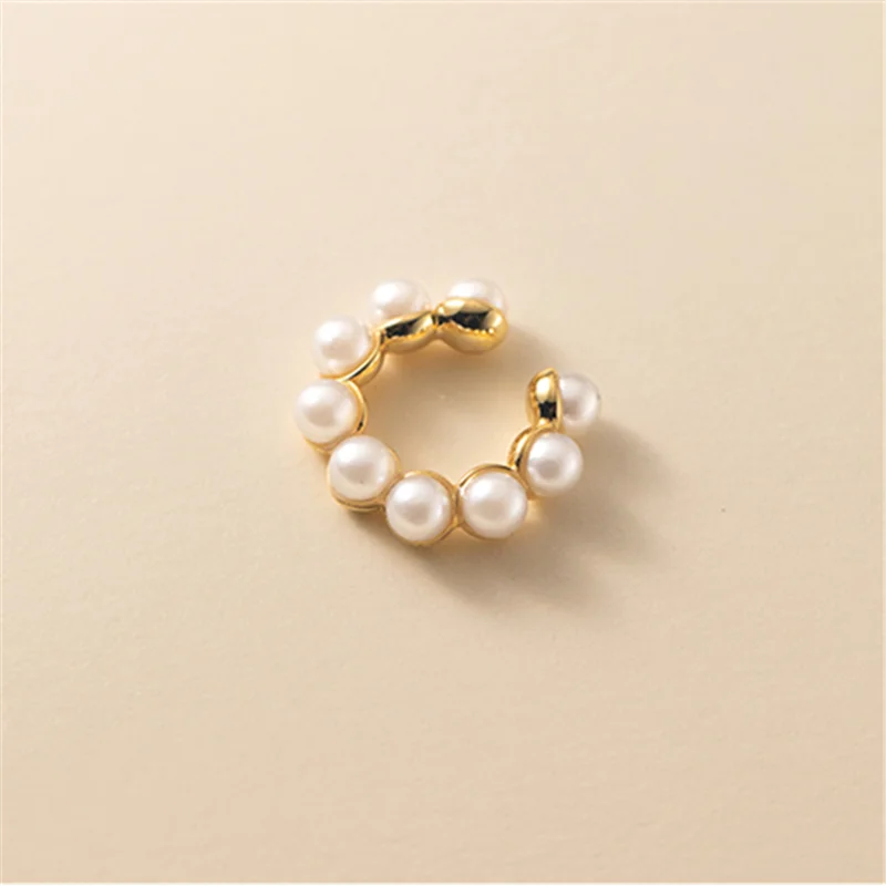 925 Silver Pearl Ear Cuff No Piercing Ear Clip Earrings