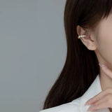 925 Silver Pearl Ear Cuff No Piercing Ear Clip Earrings