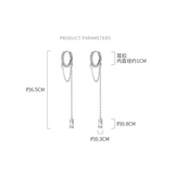 925 Silver Tassel Chain Zircon Ear Buckle Wedding Earrings