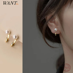 925 Silver Synthetic Pearl Ear Hook Teenager Earring