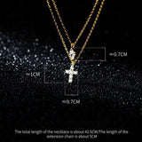 925 Silver Double Cross Zircon Statement Necklace for Women