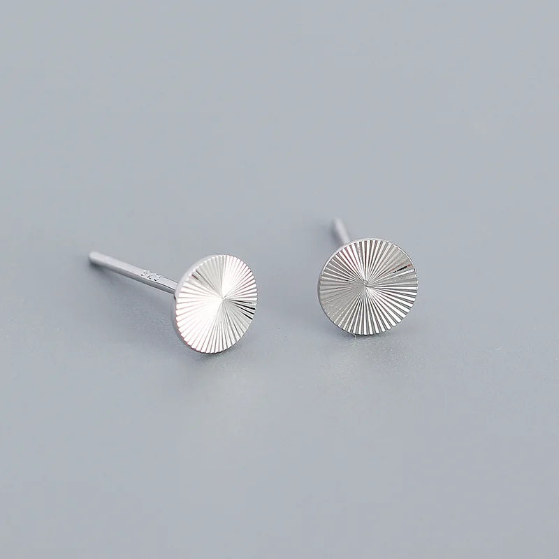 925 Silver Disc Stud Earrings for Women Teens