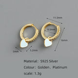 925 Silver Heart Enamel Pendant Pave Zircon Earrings for Women