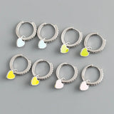 925 Silver Heart Enamel Pendant Pave Zircon Earrings for Women